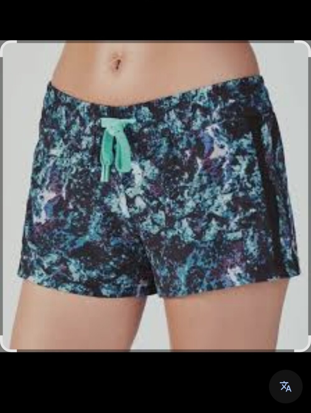 Aqua Multi-Print Women's Athletic Shorts with Drawstring Fabletics Size Small
